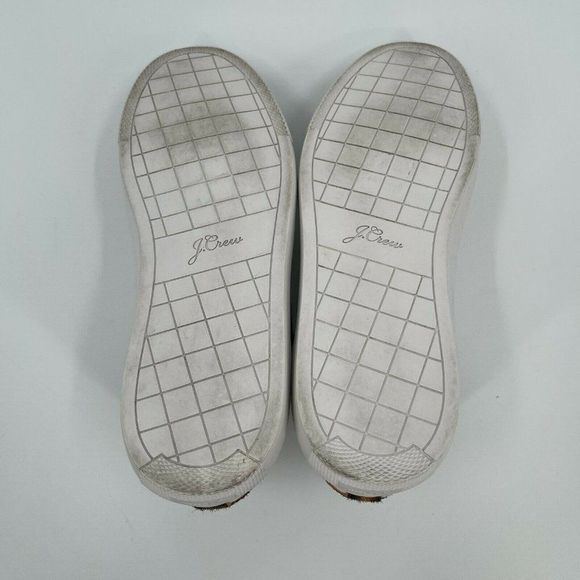 J. Crew Saturday Sneakers L7197 Womens Size 8 White Leather Leopard Trim - Picture 10 of 10
